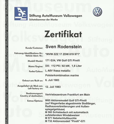 Urkunde Golf Pirelli Wolfburg 50?